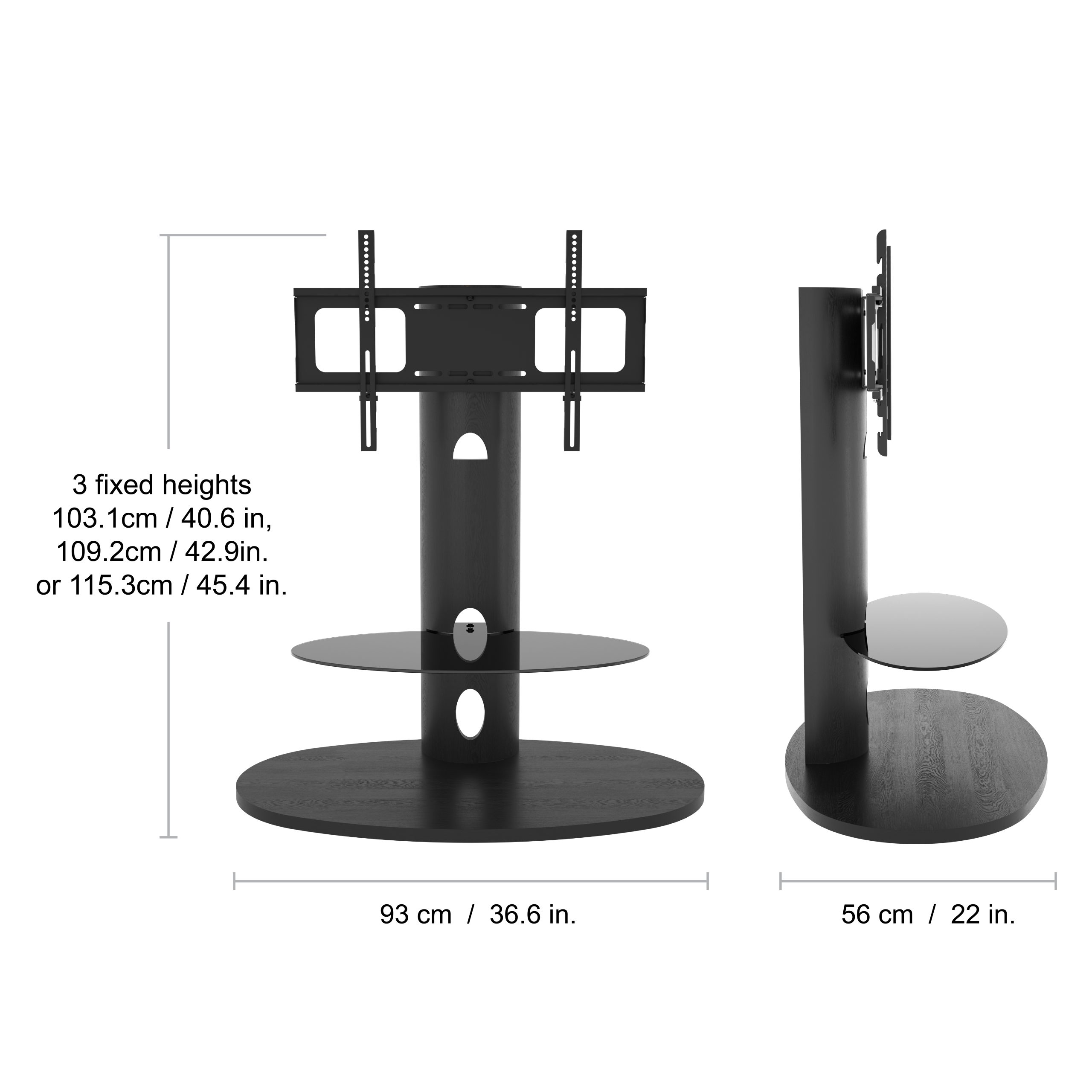 FSL930CHEB: Affinity Chepstow Oval Pedestal TV Stand (Black) - AVF