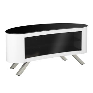 FS115BAYXGW: Affinity Premium – Bay Curved TV Stand (Gloss White)