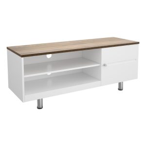 FS1200WSSW: Whitesands 1.2m TV Stand in Satin White and Wood Finish