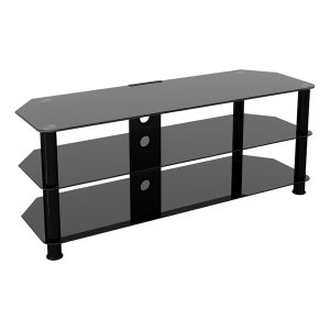 SDC1250CMBB: Classic – Corner Glass TV Stand with Cable Management