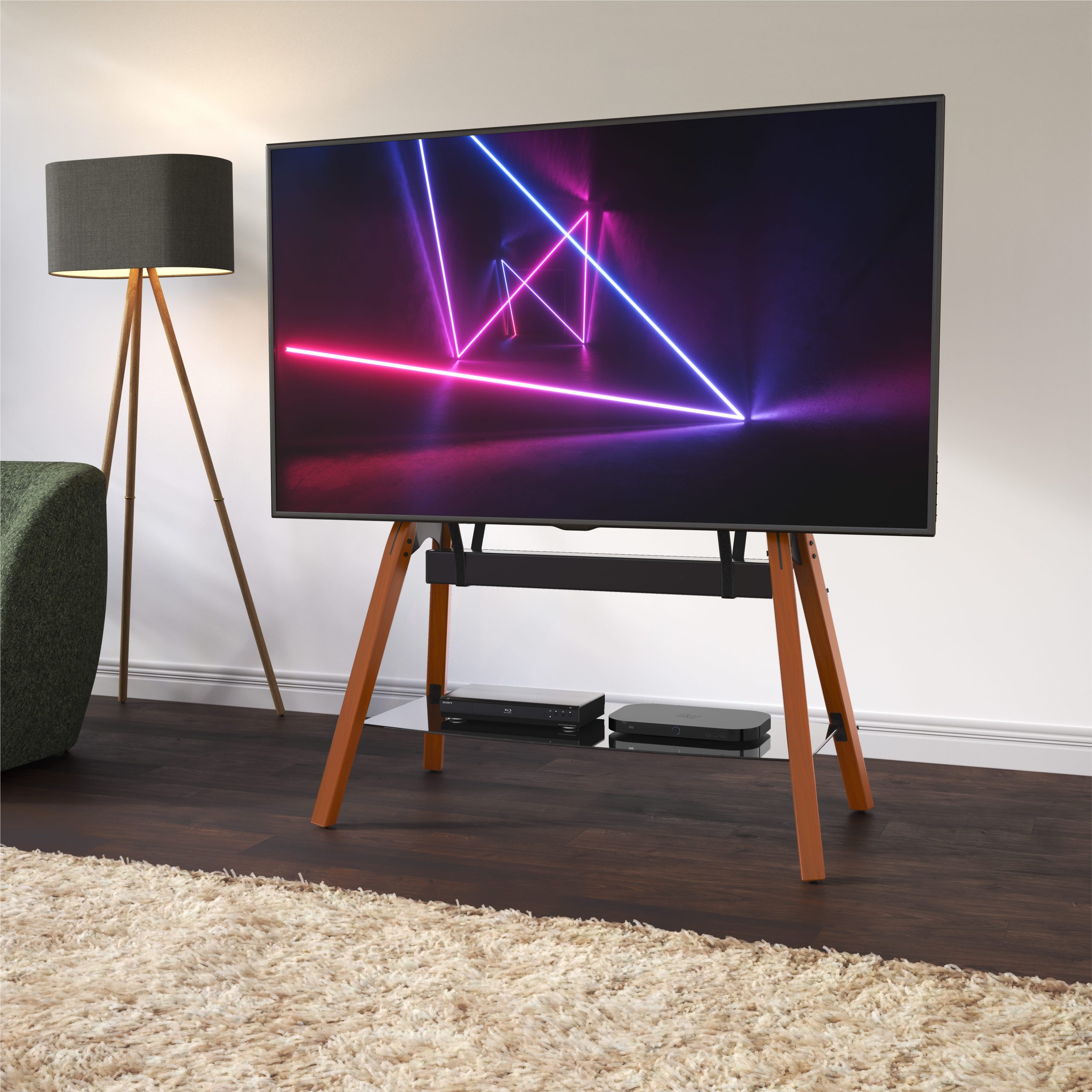 FSL1120HOQDWB: Hoxton Quad TV Stand - Dark Wood - AVF Premium