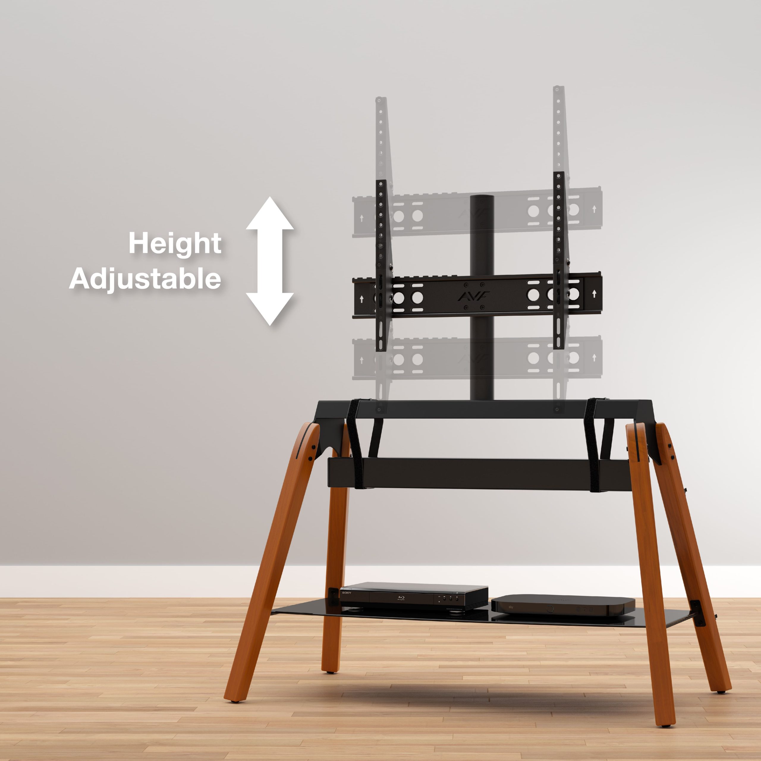 FSL1120HOQDWB: Hoxton Quad TV Stand - Dark Wood - AVF Premium