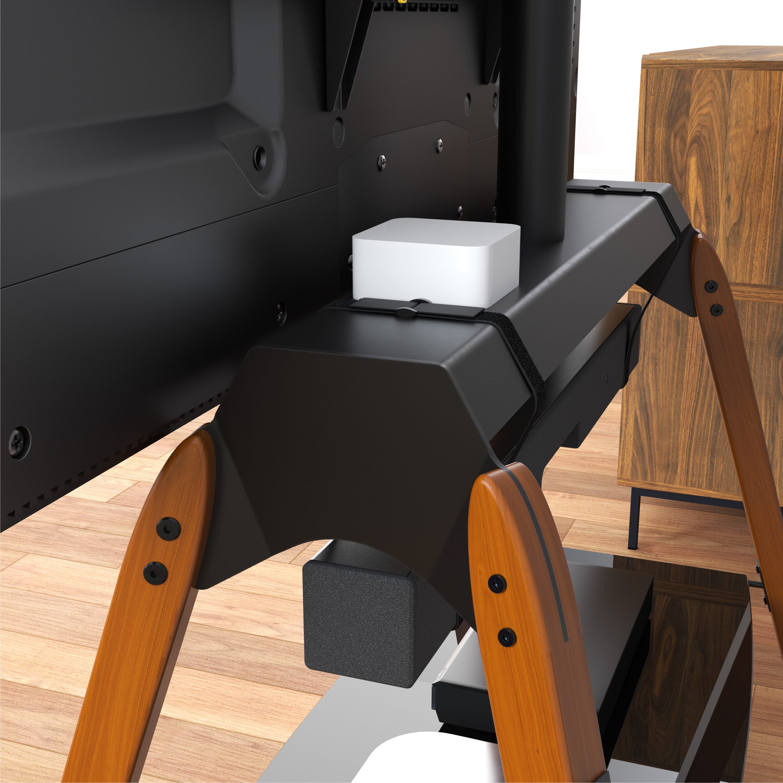 FSL1120HOQDWB: Hoxton Quad TV Stand - Dark Wood - AVF Premium