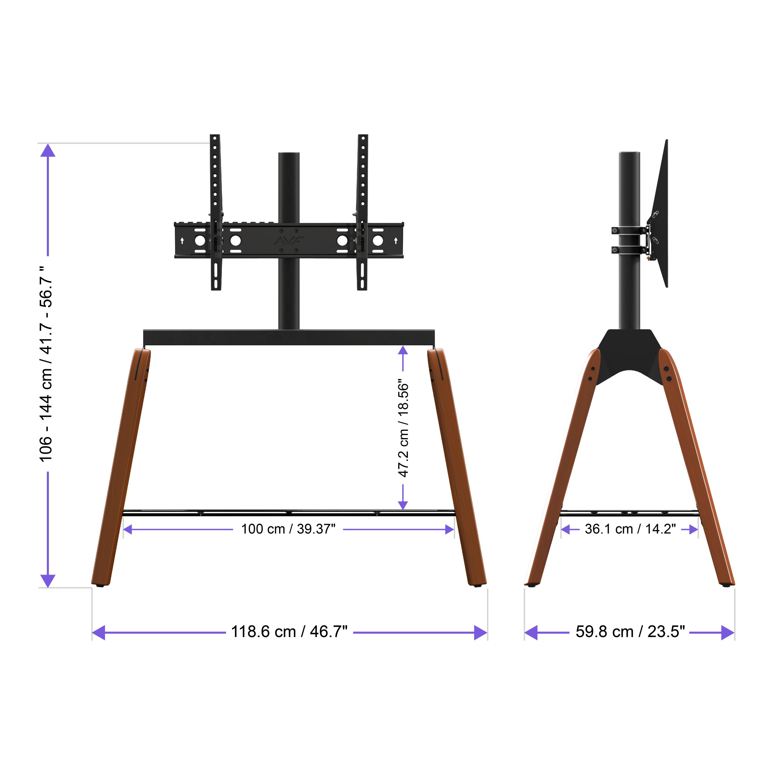 FSL1120HOQDWB: Hoxton Quad TV Stand - Dark Wood - AVF Premium