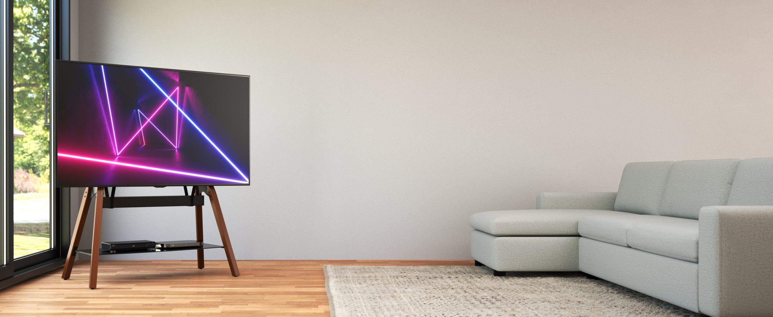 FSL1120HOQDWB: Hoxton Quad TV Stand - Dark Wood - AVF Premium