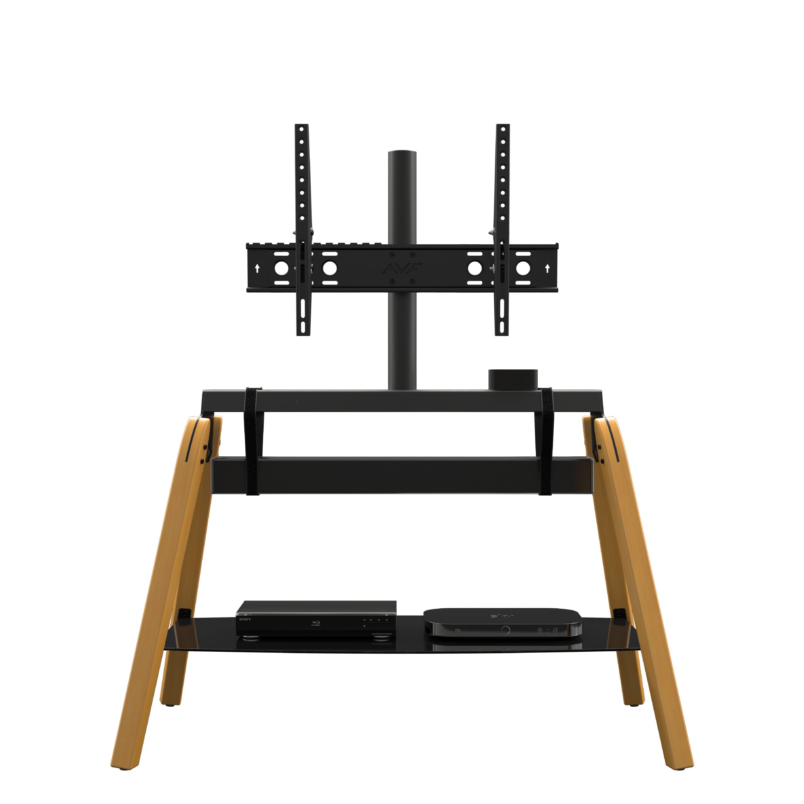 FSL1120HOQDWB: Hoxton Quad TV Stand - Light Wood - AVF Premium