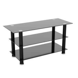 ASDF1000B: 1m Glass TV Stand (Black)