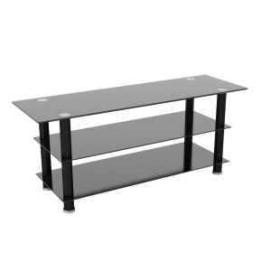 ASDF1250B: 1.25m Glass TV Stand (Black)