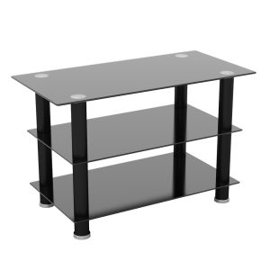 ASDF800B: 80cm Glass TV Stand (Black)