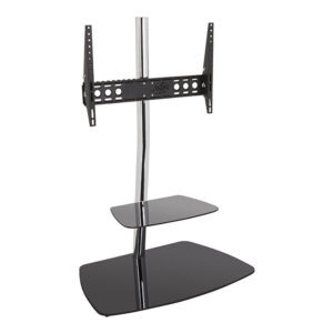 FSL800ISBB: Iseo 80cm Pedestal TV Stand (Black Glass)