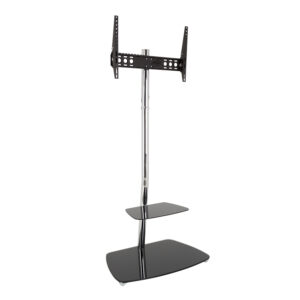 FSLT800ISBB: Iseo Tall Pedestal TV Stand with Castors (Black Glass)