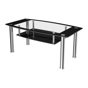 T12: Coffee Table (Black Glass & Chrome)