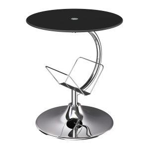 T41: Side Table with Magazine Rack (Black Glass & Chrome)