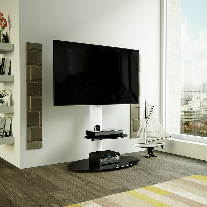 FSL800ISBB-A: Iseo Corner Pedestal TV Stand - AVF Group US