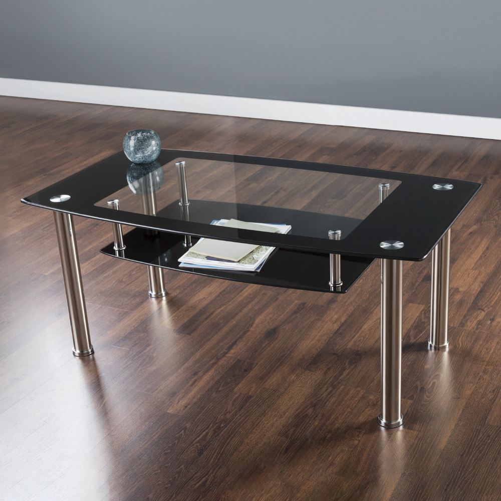 T12: Coffee Table (Black Glass & Chrome) - AVF Group (UK & Europe)