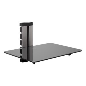 AS100BS: AV Accessory Shelving – 1 Shelf (Black Glass & Silver)