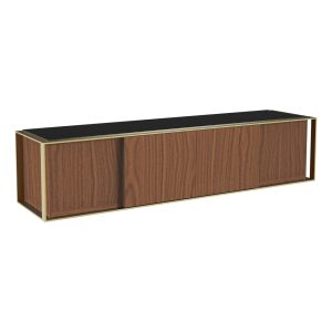 FS200PRMW: Prometheus 2m TV Stand (Walnut & Black Glass)