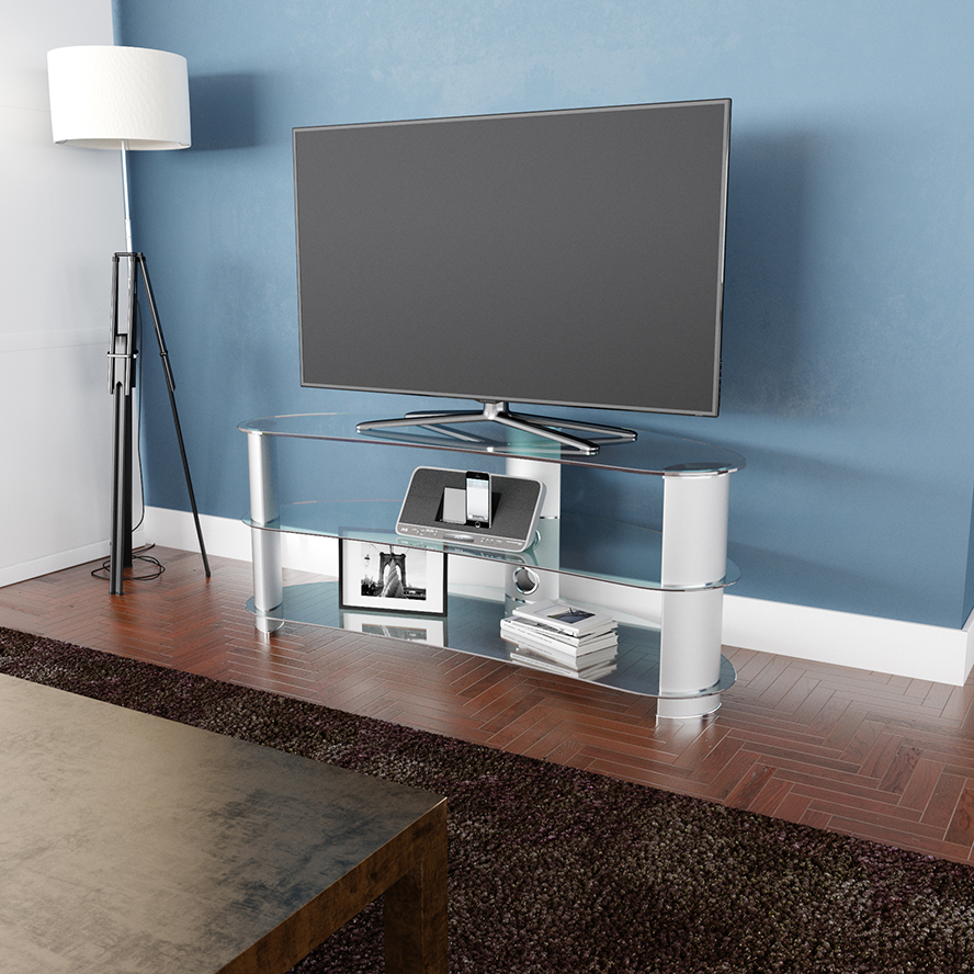 FSL700LUCSWW-A: Lucerne Curved Pedestal TV Stand - AVF Group US