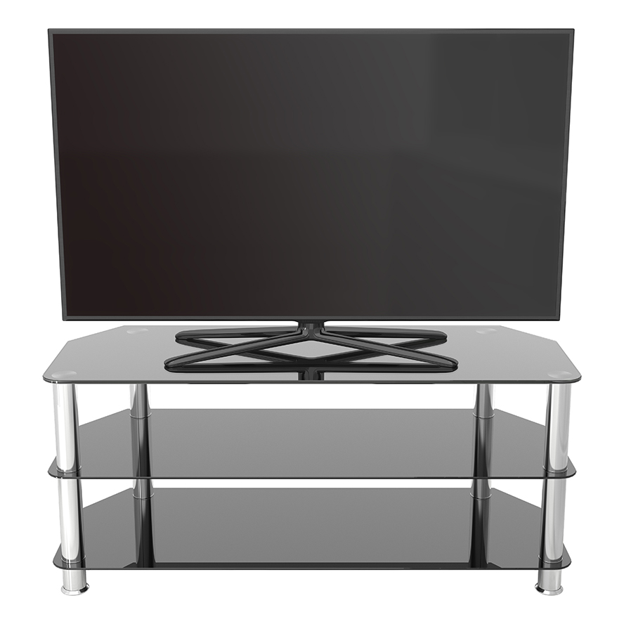 Contemporary TV stand - XL80.DROP - XABITAre - swivel / glass / chromed  metal