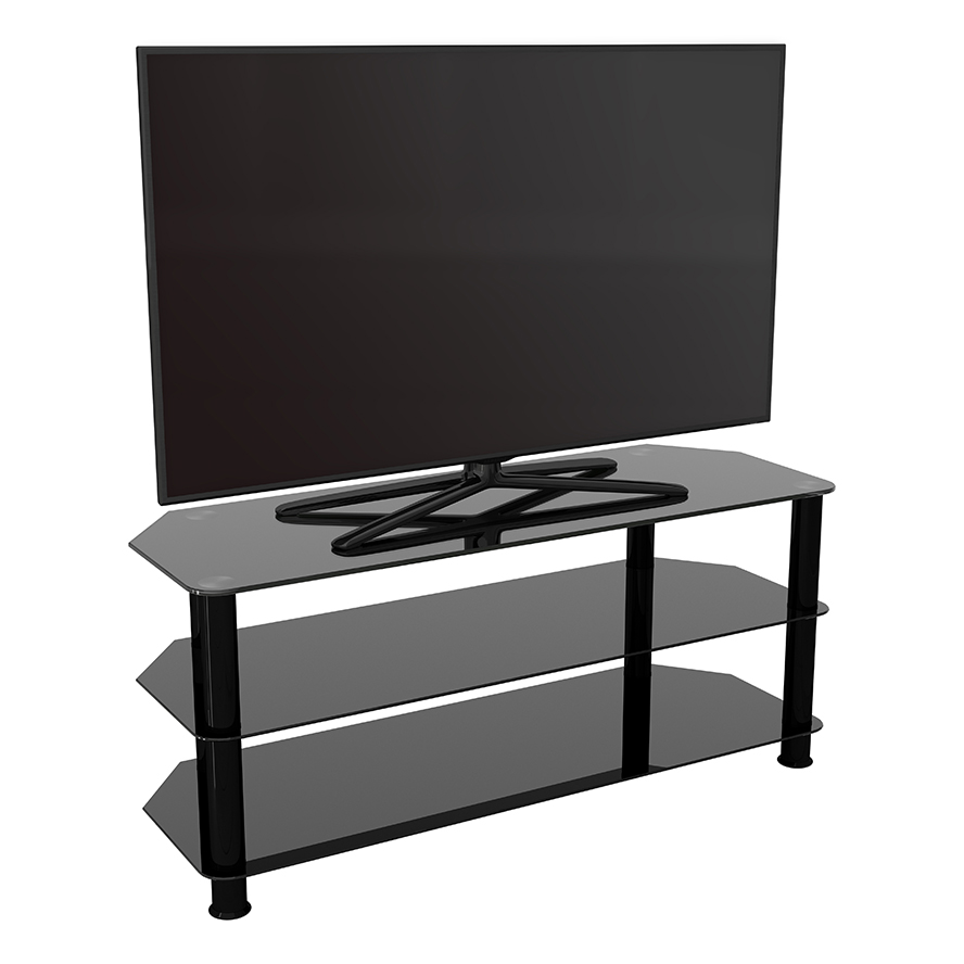 AVF Glass Corner Pedestal TV Stand for 32 to 65 in TVs (Black) SDCL1140BB-A