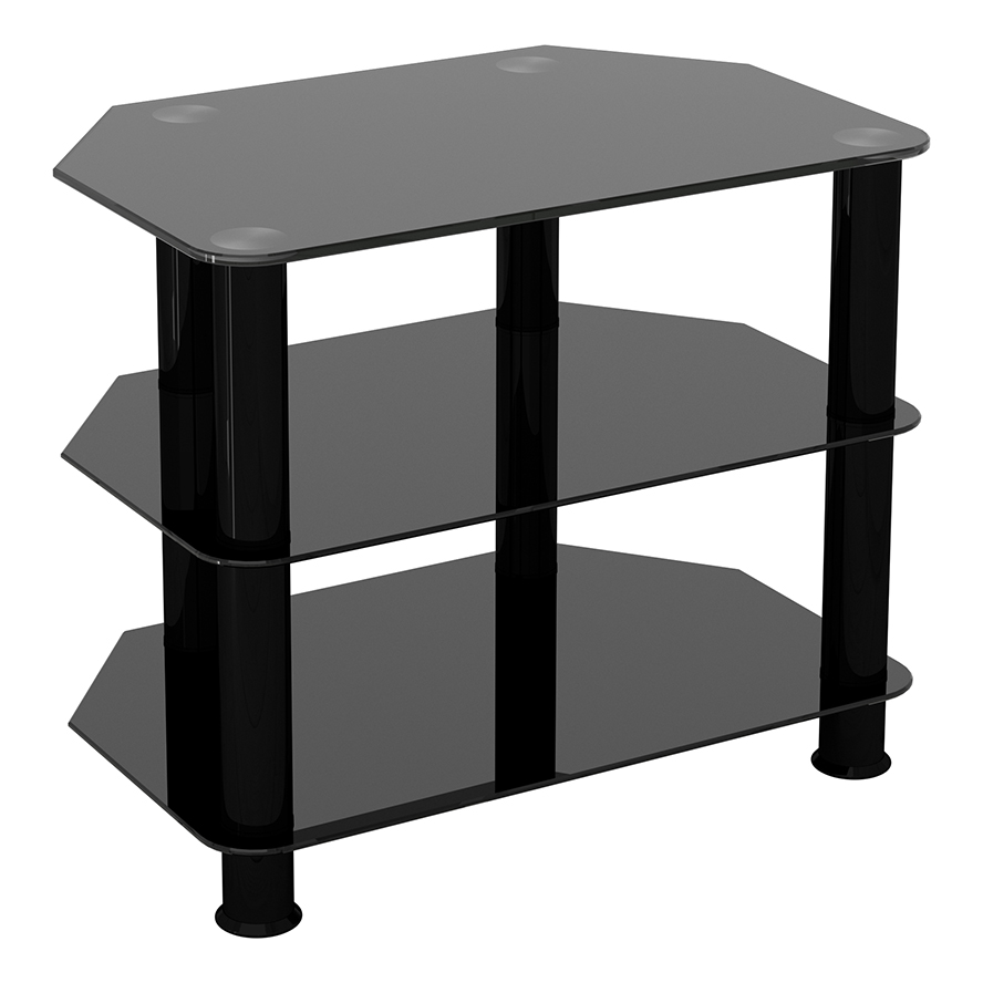 Black glass tv deals table