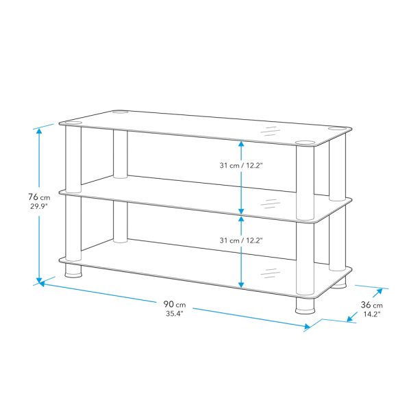 S13-A: 3-Tier Wide Shelving Unit (Black Glass) - AVF Group (North America)
