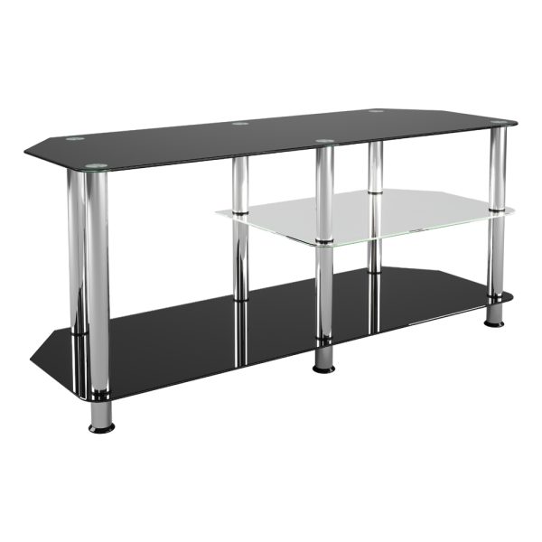 SDC1140-5-A: Classic Glass Gaming TV Stand with Vertical Storage